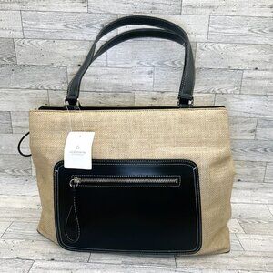 NWT Liz Claiborne Accessories Large Natural/Black Shoulder Bag